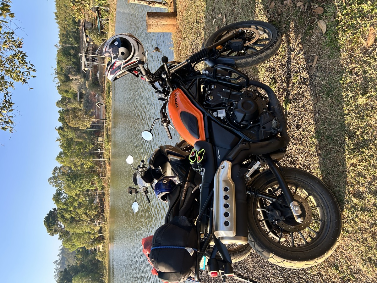 Motorcycle by the river